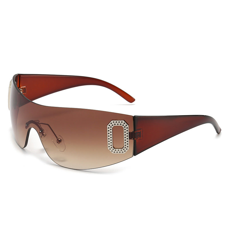 Wholesale of New Y2K Letter Integrated Sunshade PC Sunglasses